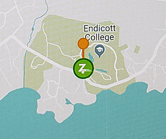 map with zipcar location at Endicott