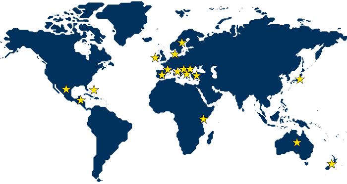 Map of Internships and study abroad locations