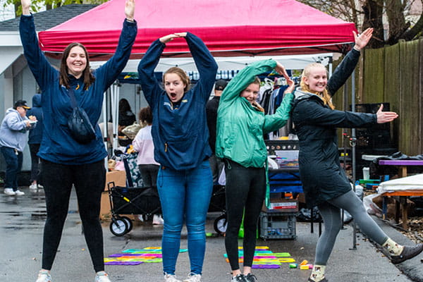 Students at Community Service event