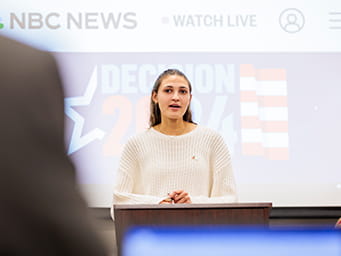 Endicott student giving a presentation