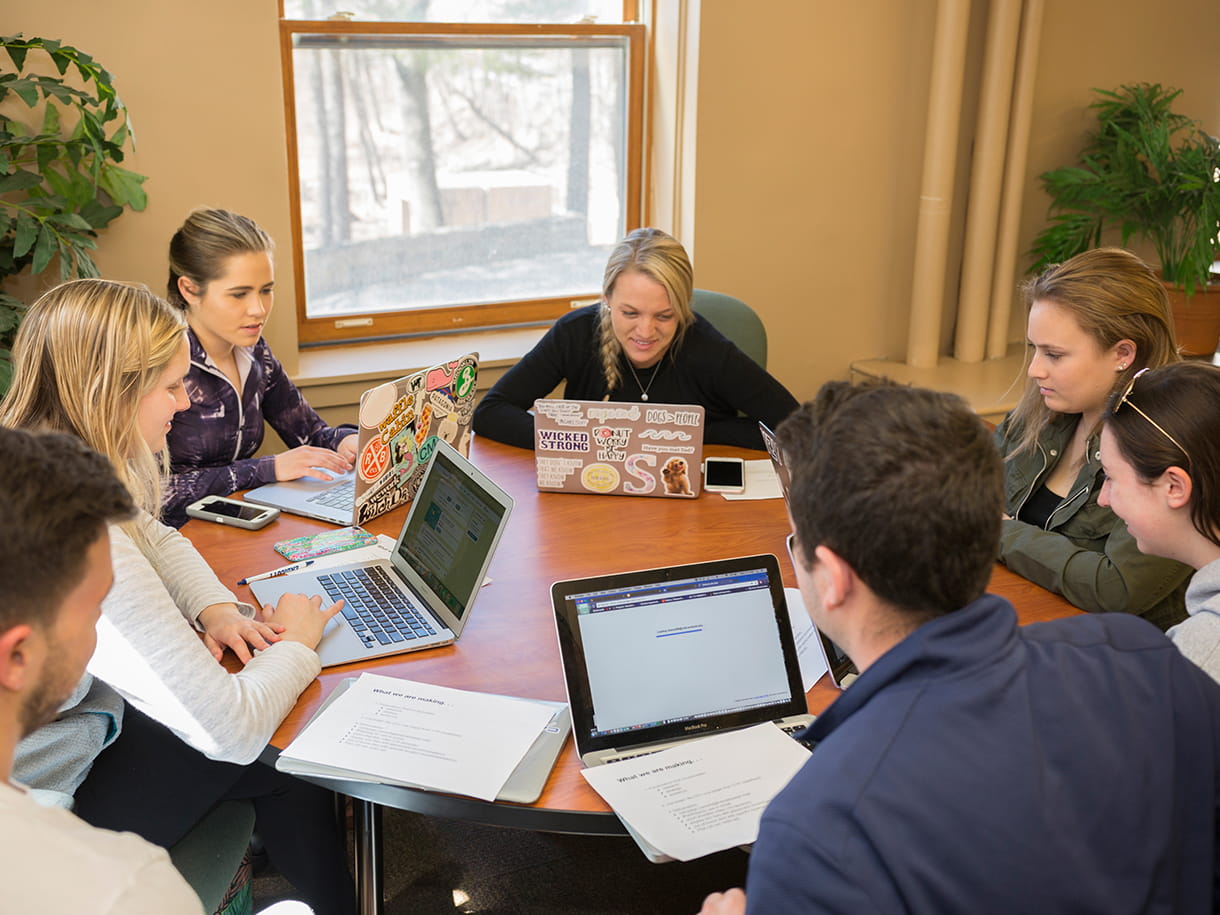 Endicott College communication students in a classroom