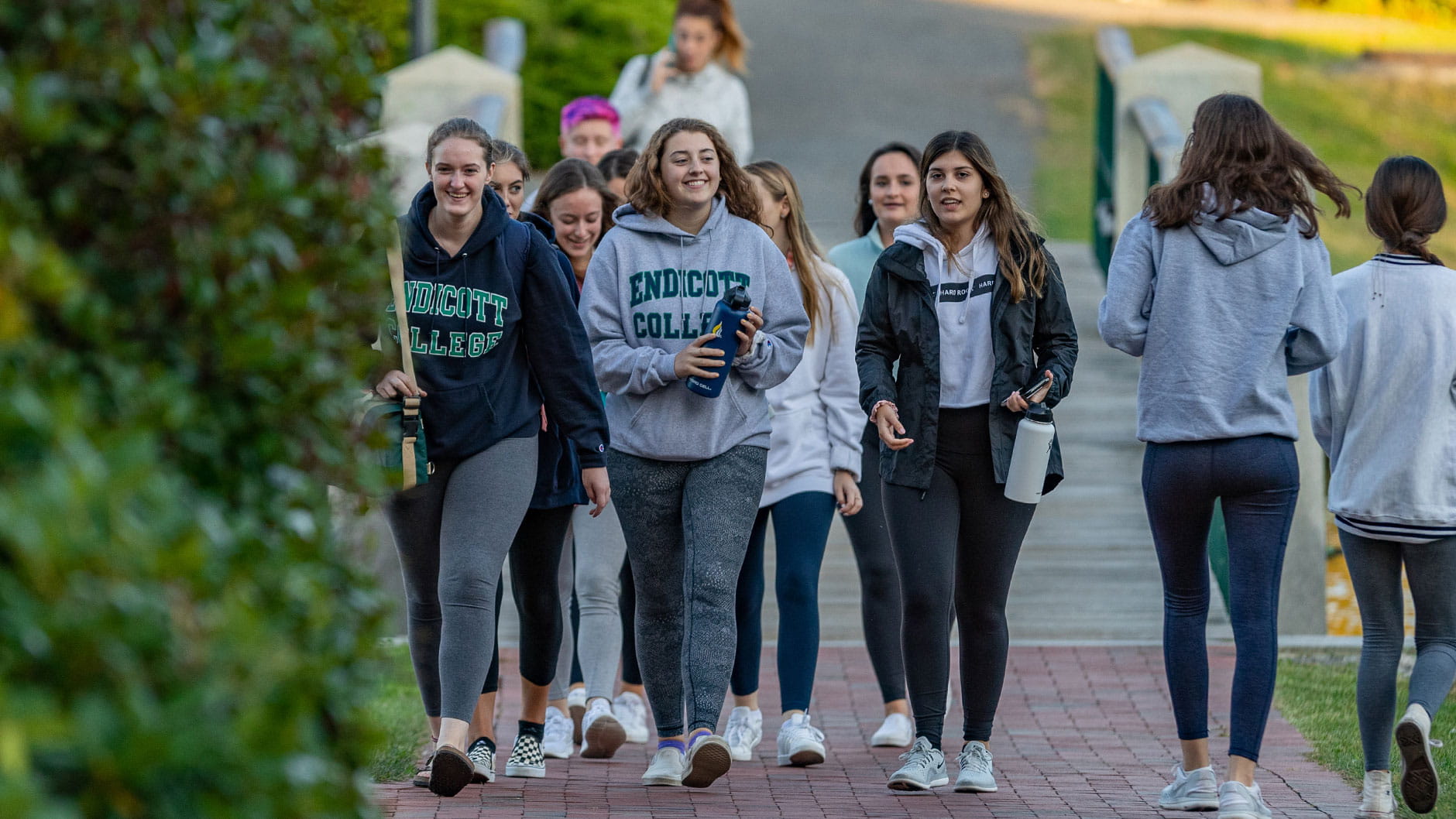 Students walking on the Endicott College campus