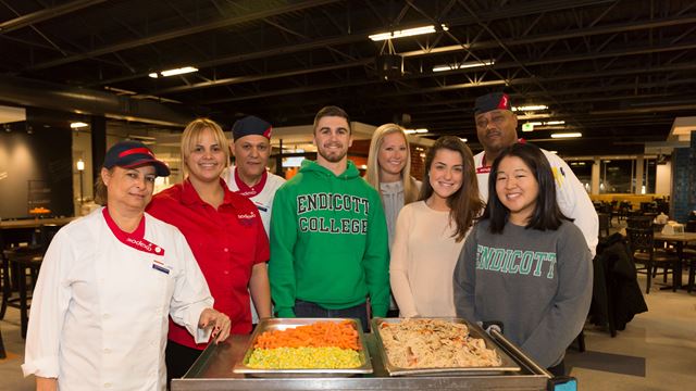 Endicott College students performing community service