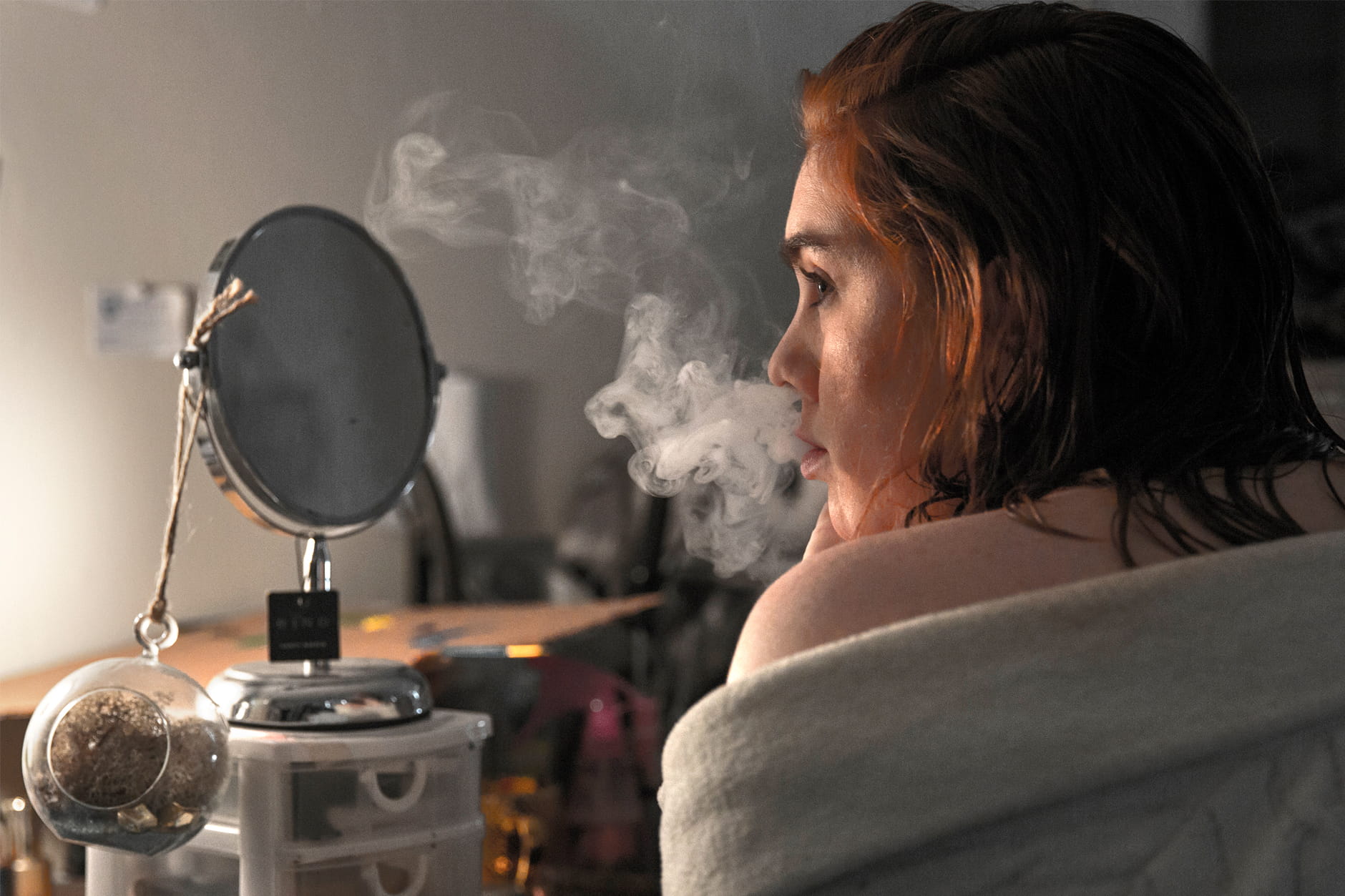 photo of a female student smoking taken by student Ricky Murphy