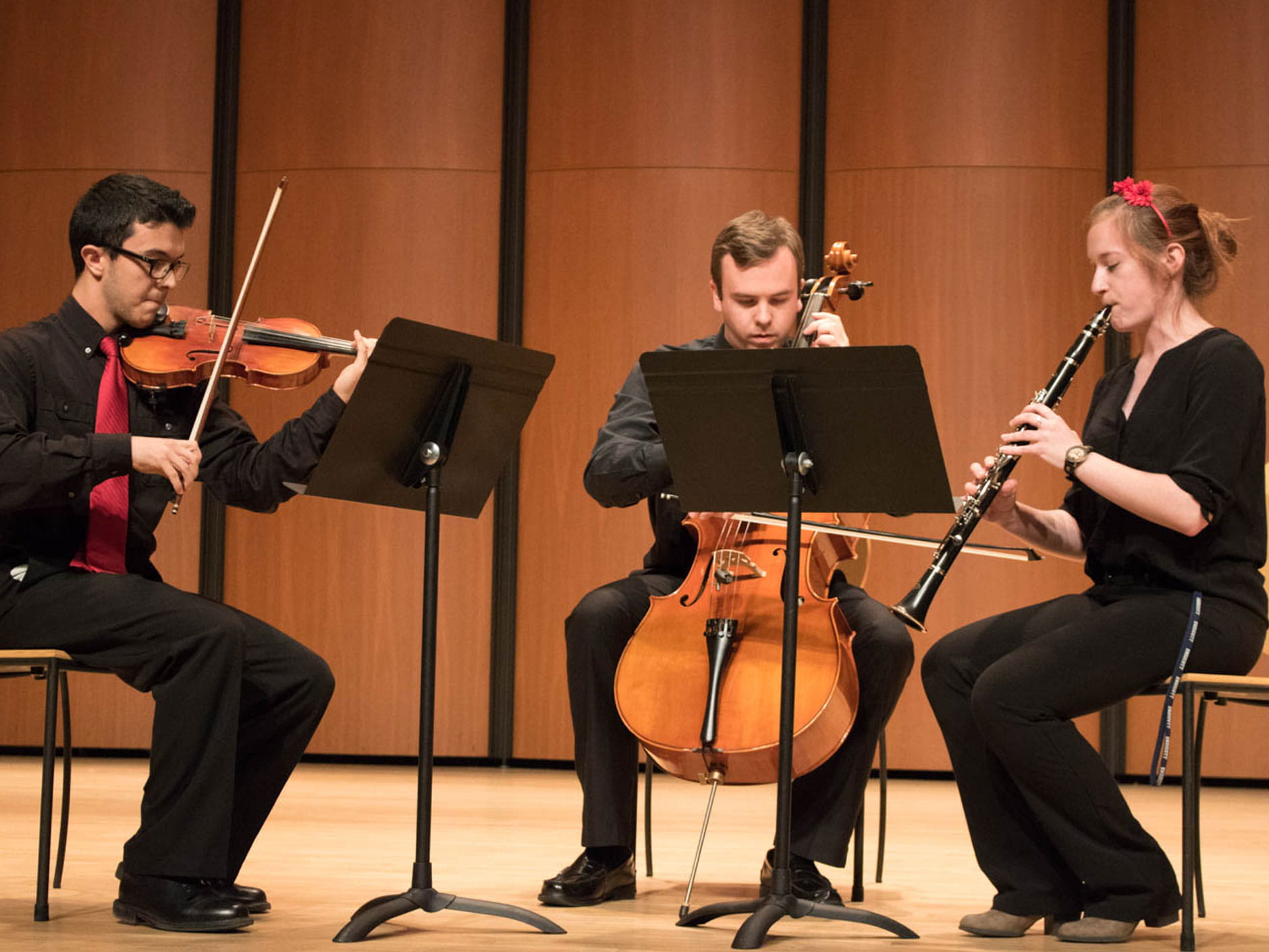 The Endicott Chamber Ensemble performing pieces for strings and winds