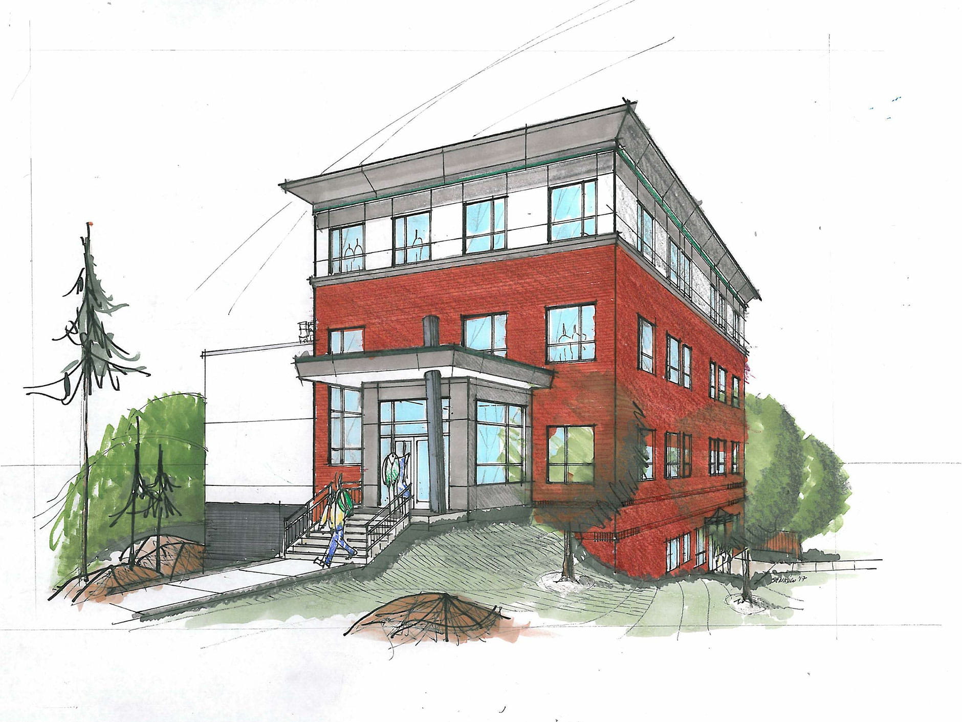 Artist rendering of the Judge Science Center addition