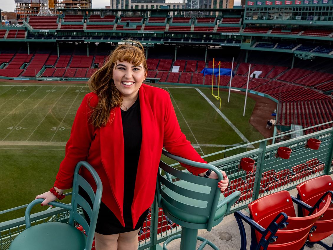 Amanda Fox '22 pictured at Fenway Park, site of her internship