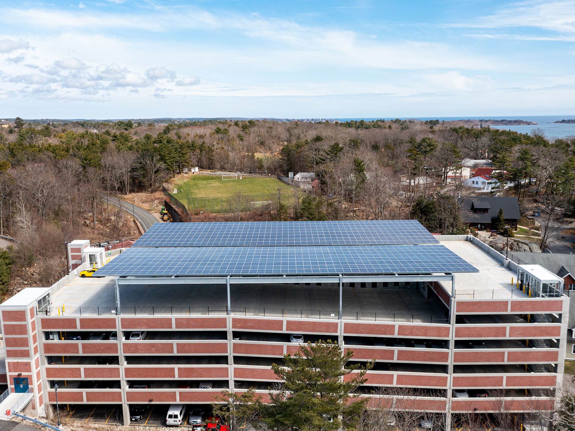 View of new solar panels at Endicott College