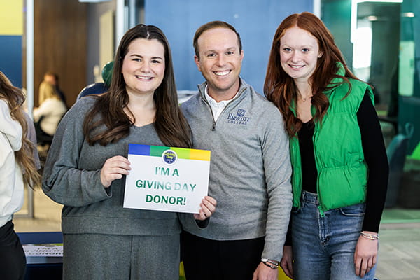 Bryan Cain with students on Giving Day