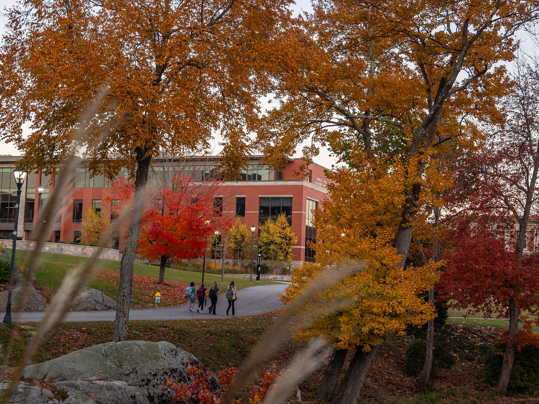 Endicott College campus during fall foliage