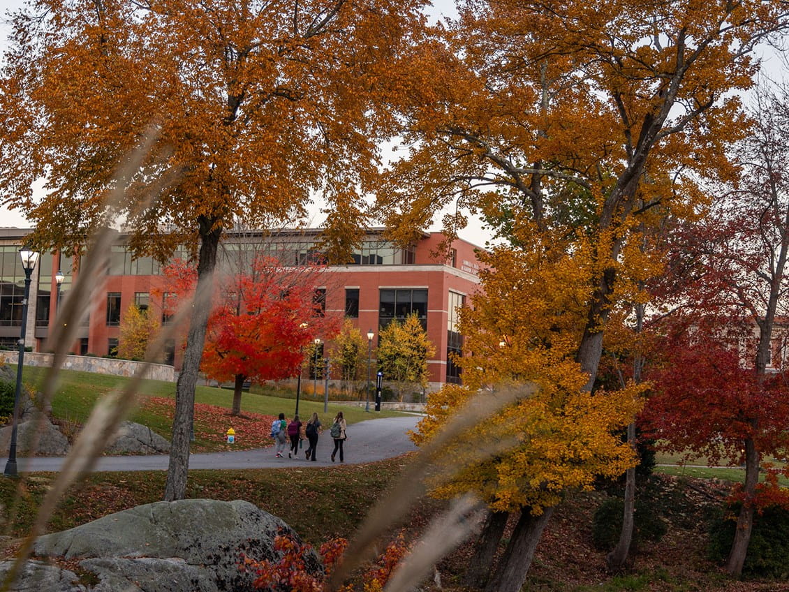 Endicott College campus during fall foliage
