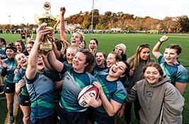 rugby student athletes celebrating