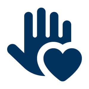 Heart in hand icon