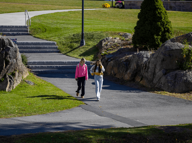 Students walking through campus