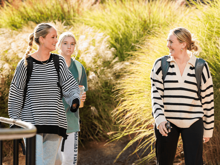 Students walking through campus