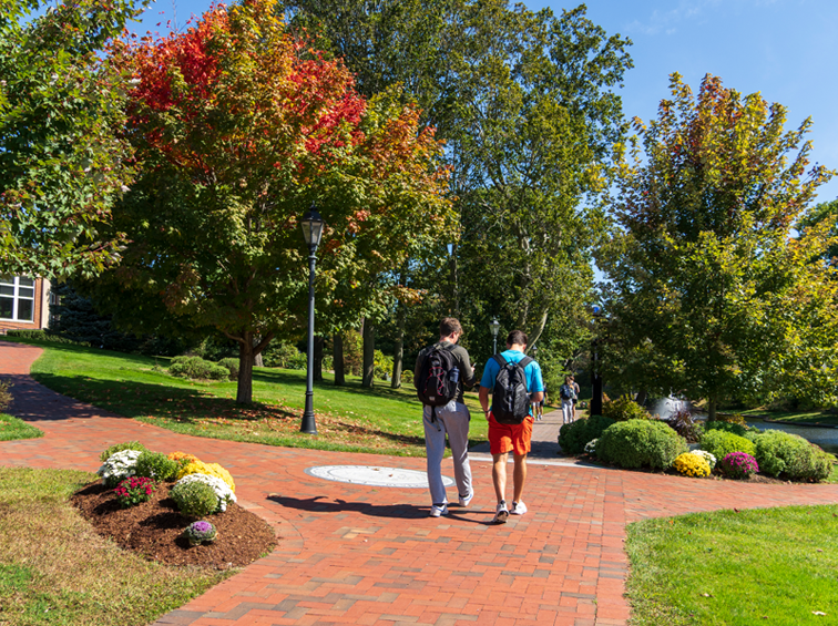 Students walking through campus