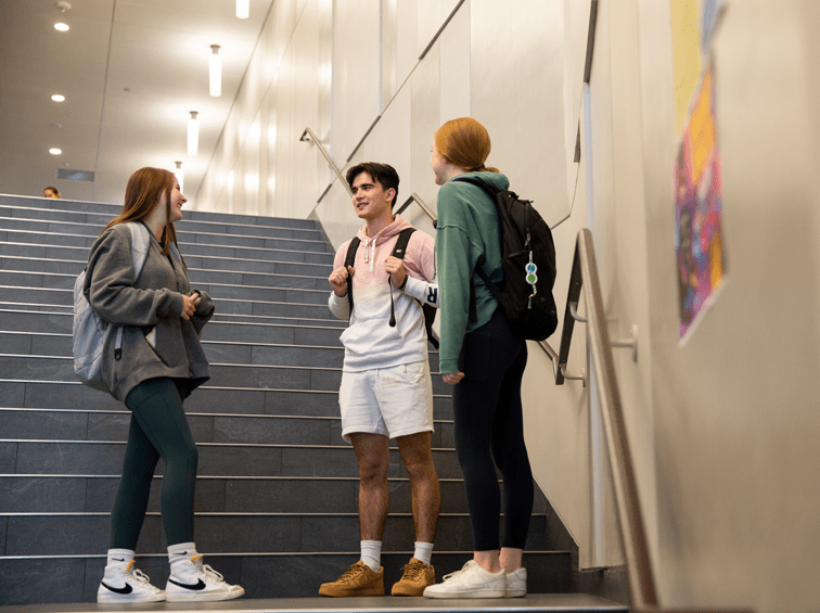 Students in a stairwell