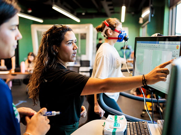 Students learning about exercise science