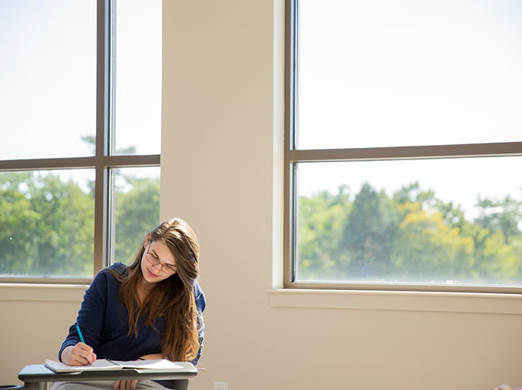Student in class