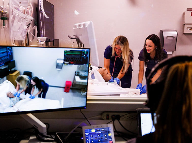 Students in nursing lab