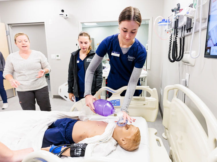 Students in the nursing lab