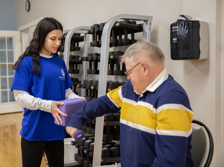 Student learning physical therapy