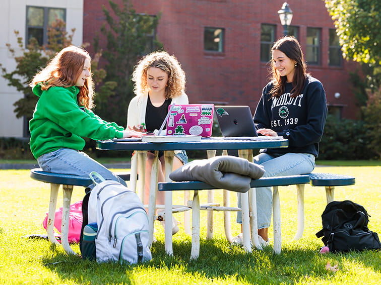 Students on Endicott campus