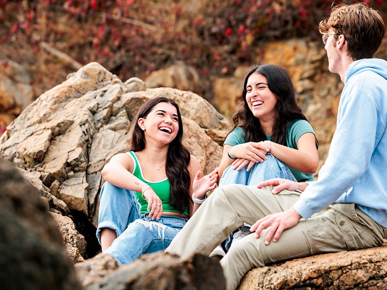Students on Endicott beach