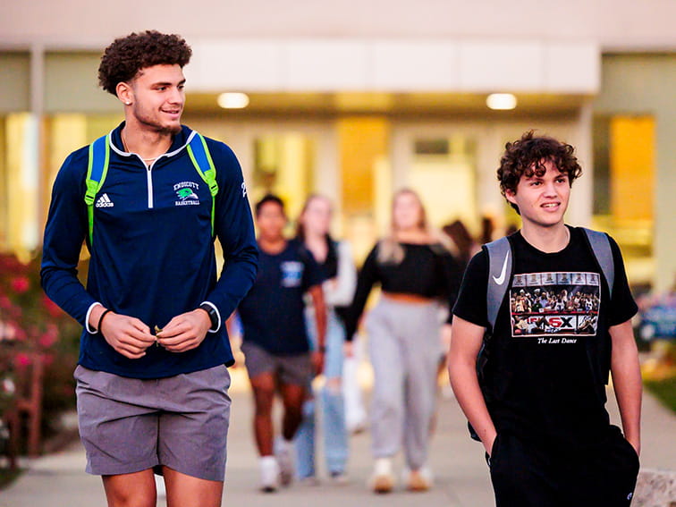 Students on Endicott campus