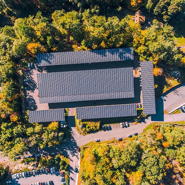 Solar panels on Endicott's campus